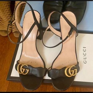 Gucci Marmont GG Ankle-Strap Sandals
